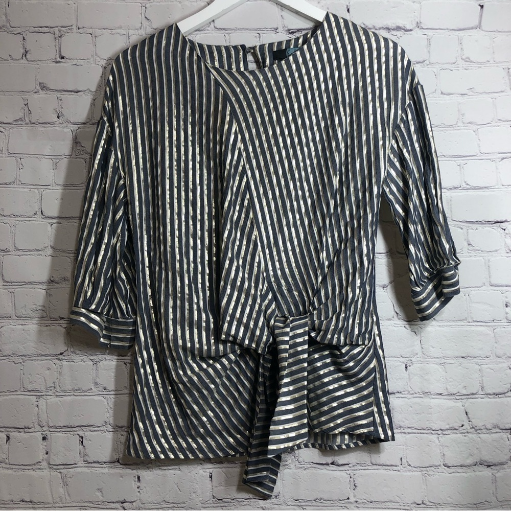 Antropology Eva Franco blouse with gold stripes